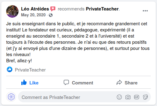 Feedback d'un enseignant d'une école publique