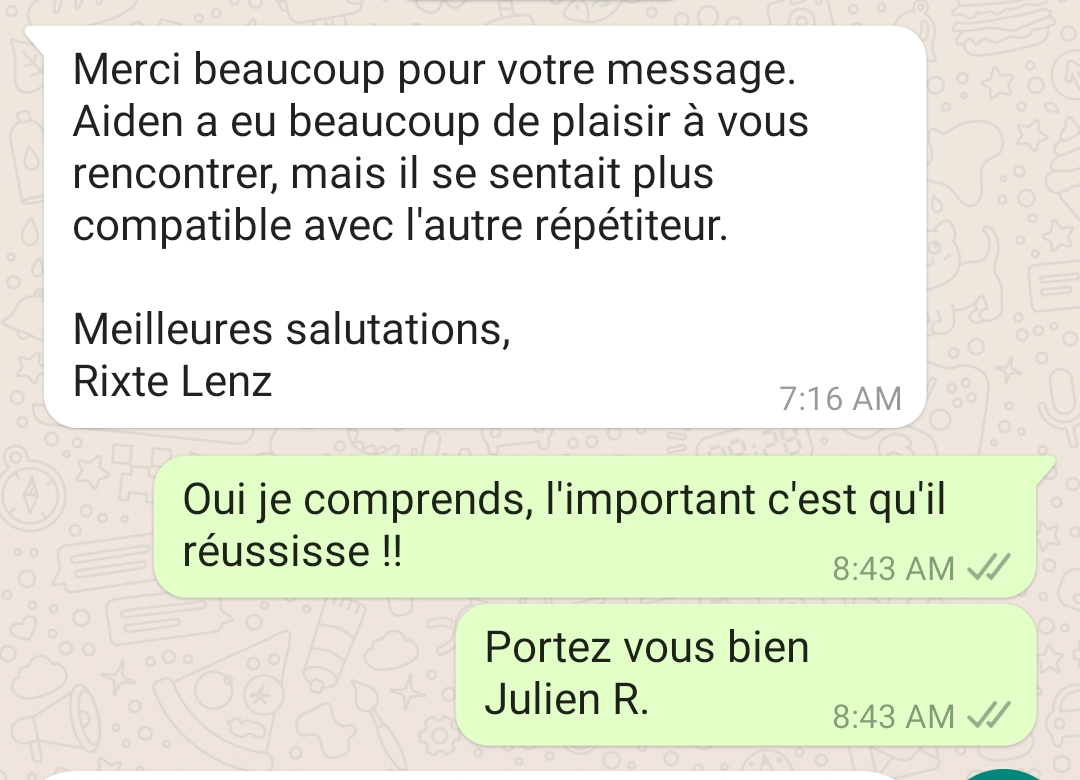 Feedback d'une maman pour son fils au collège